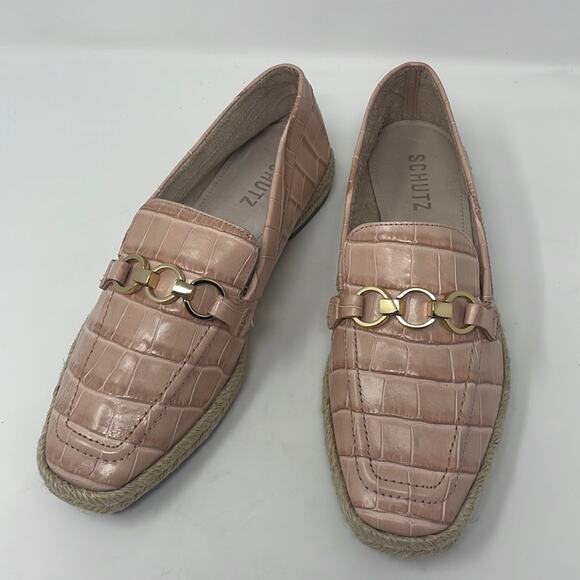 New!!! Schutz Patty crocodile embossed leather espadrilles woman’s size 6B - Picture 1 of 11